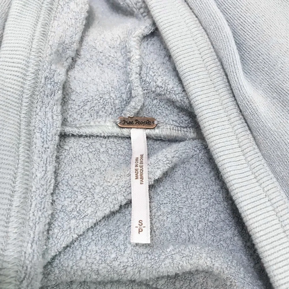 Free People Blue Terry Cloth Hooded Sweater Size Small